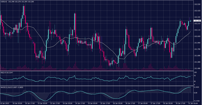 US Dollar Index chart on 21 January 2023