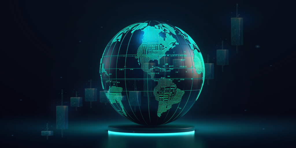 STARTRADER Secures ASIC License for Global Expansion. A globe highlighting Australia and some market candlesticks.